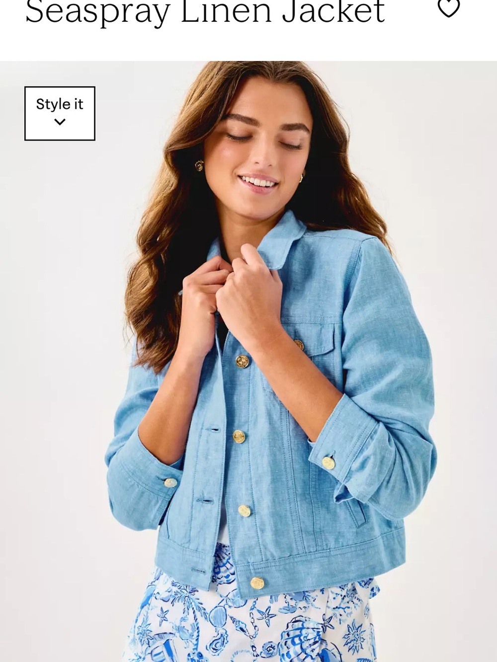 Lilly Pulitzer Seaspray Linen Jacket light blue XXS